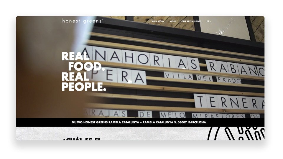 diseño web Honest Greens