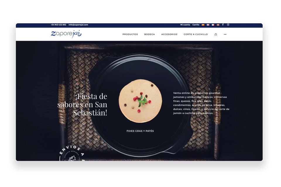 Página web para tienda de productos gastronómicos