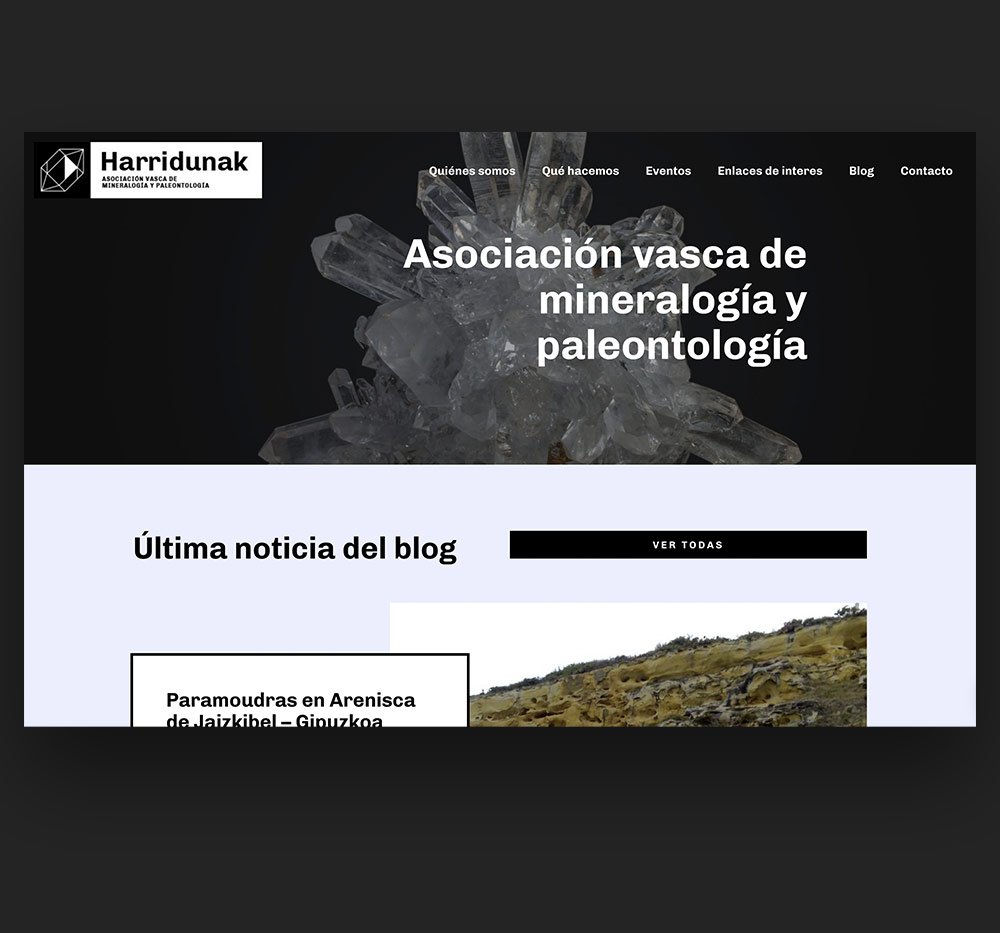 ▷ Ejemplo de página web para asociación vasca de mineralogía y paleontología [A medida]
