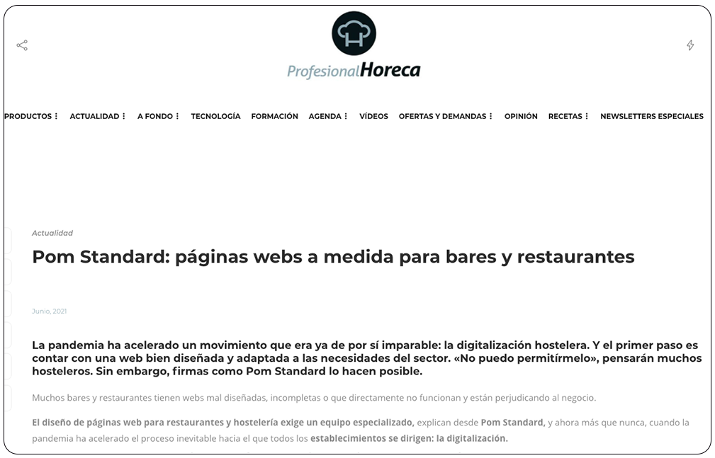 ▷ POM Standard en Profesional Horeca [Prensa]