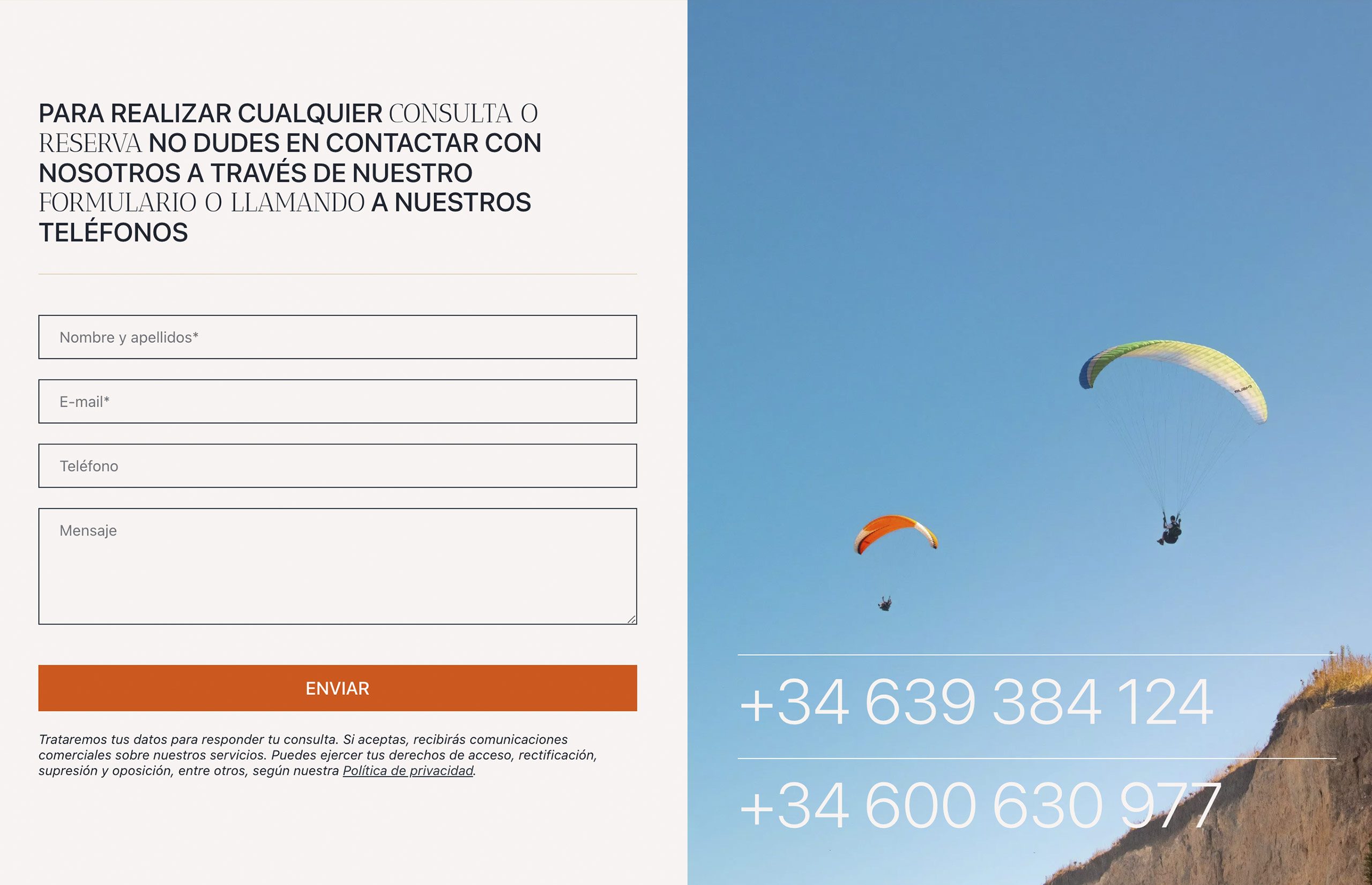 ▷ Ejemplo de página web para parapente [A medida]