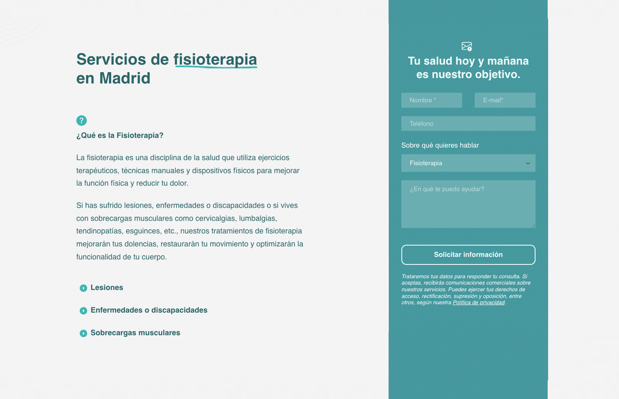 ▷ Ejemplo de página web para fisioterapia[A medida]