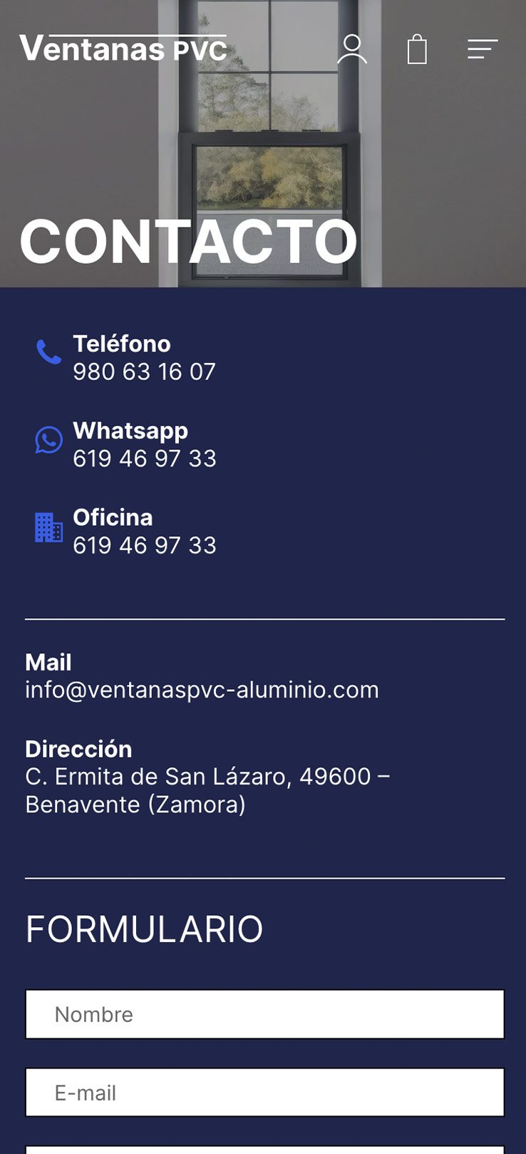 ▷ Ejemplo de página web de ventanas PVC y aluminio [A medida]