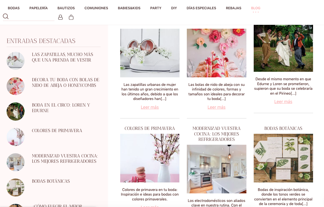 ▷ Ejemplo de página web decoración y DIY de bodas [A medida]