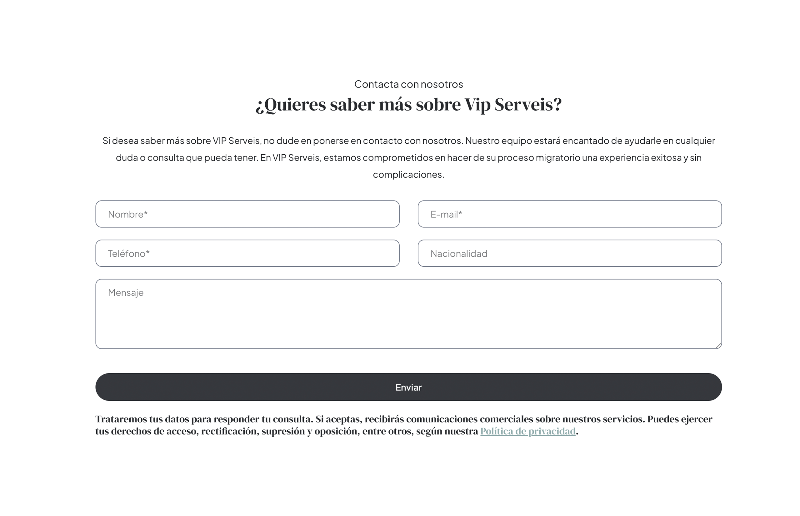 ▷ Ejemplo de página web de asesoría de inmigración [A medida]