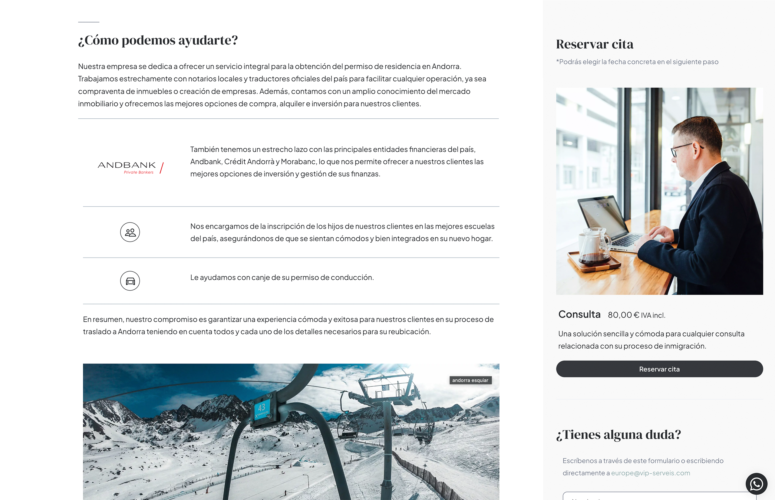 ▷ Ejemplo de página web de asesoría de inmigración [A medida]
