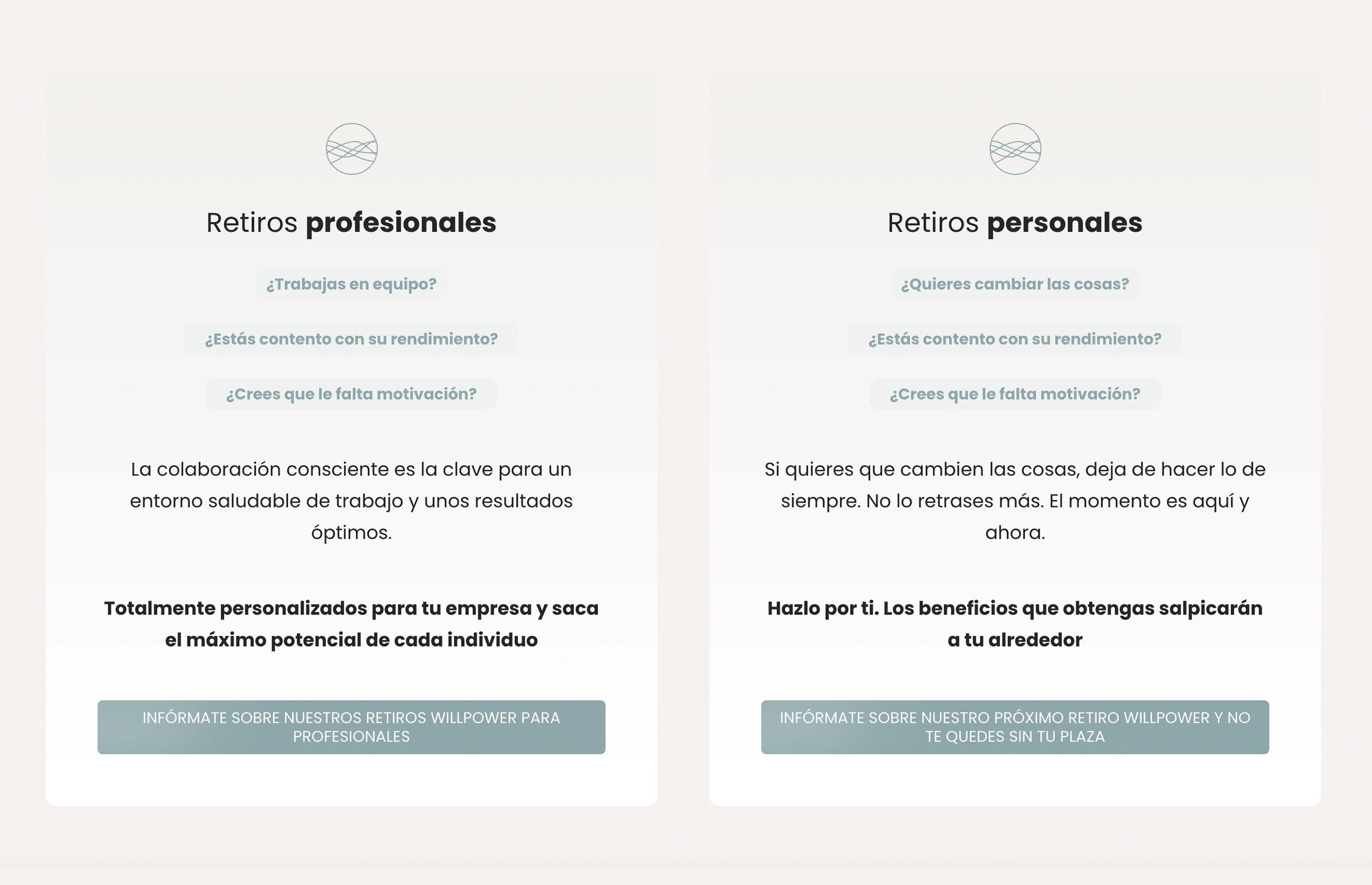 ▷ Ejemplo de página web para retiros [A medida]