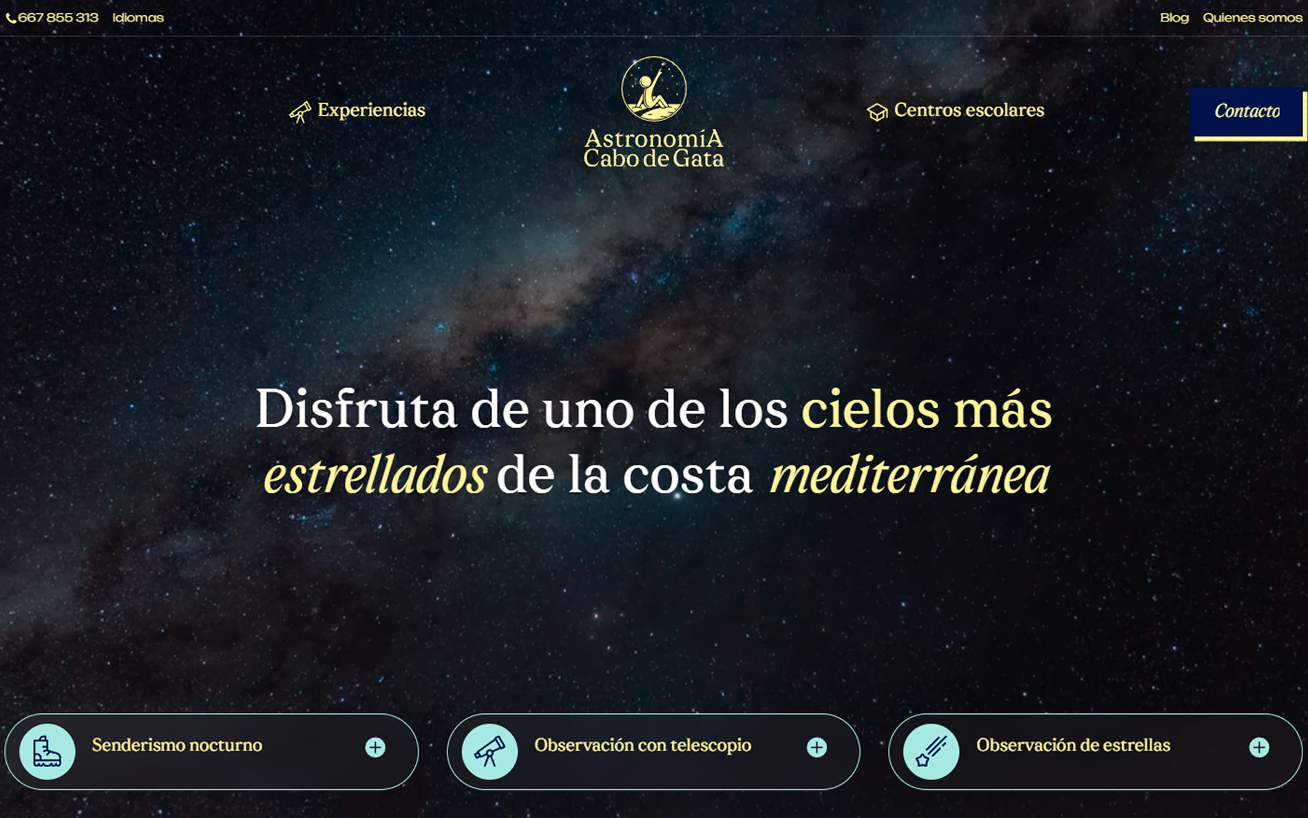 ▷ Ejemplo de página web para experiencias astronómicas