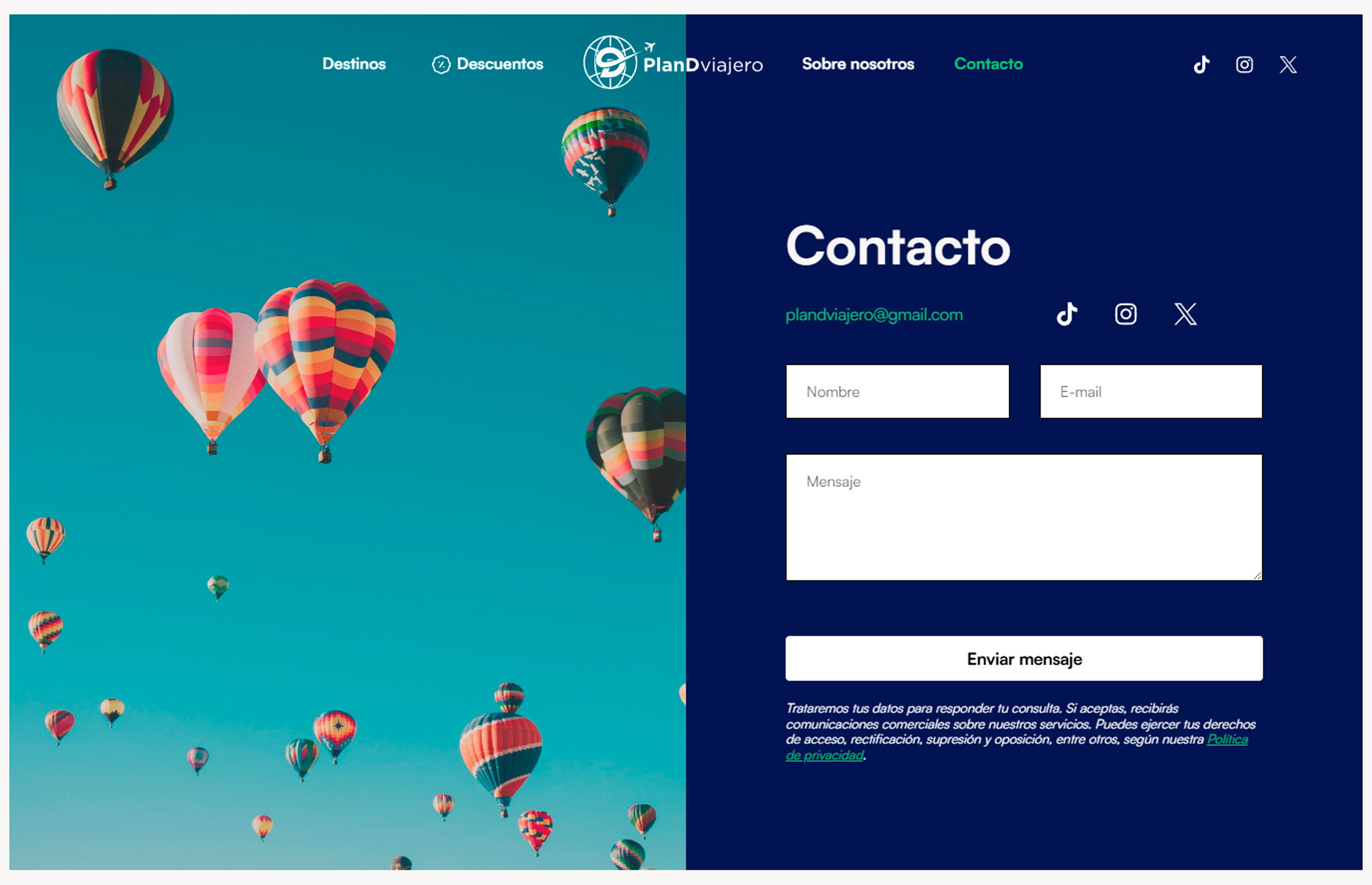 ▷ Ejemplo de página web para blogs de viajes