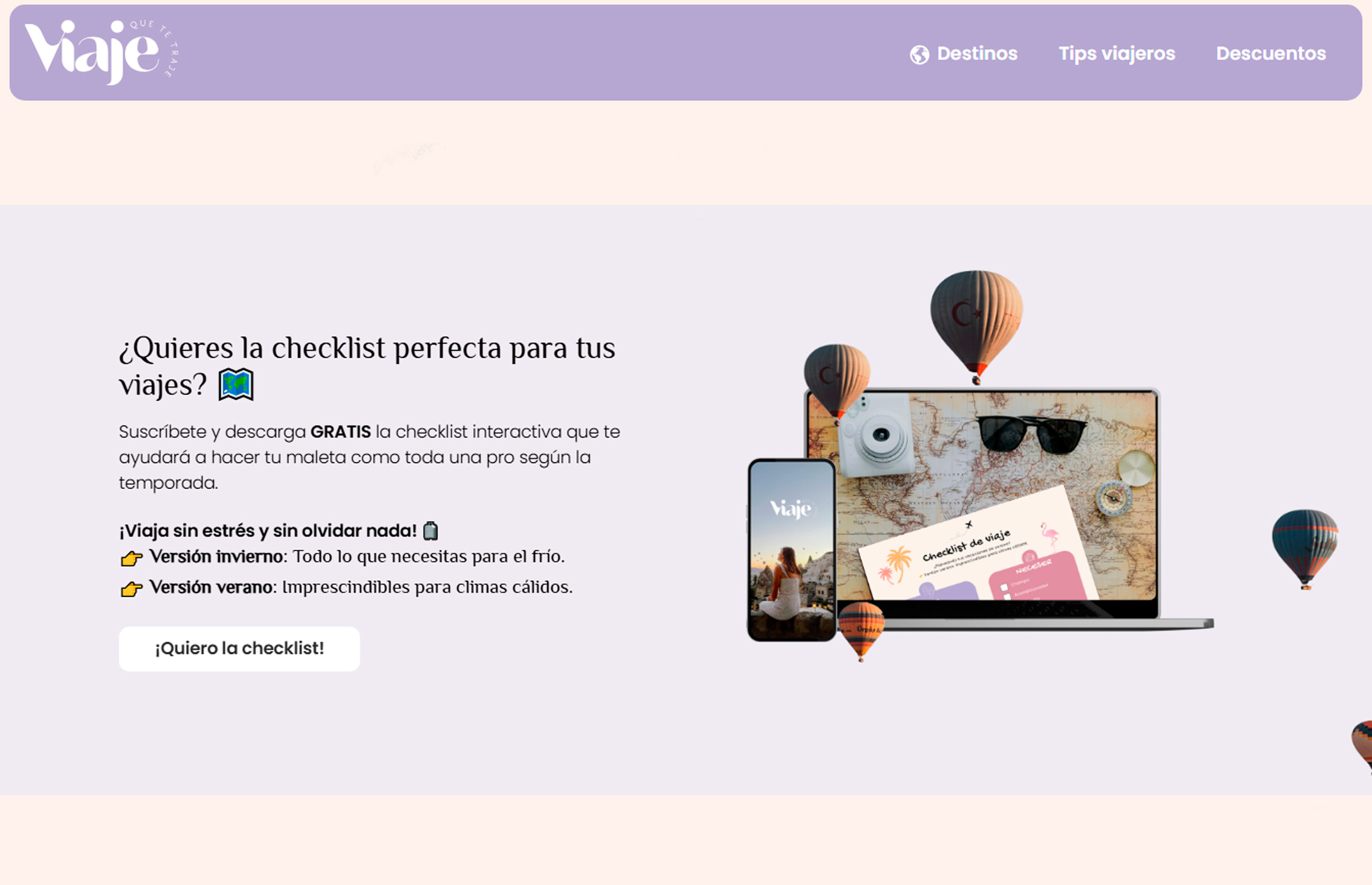 ▷ Ejemplo de página web para viajes