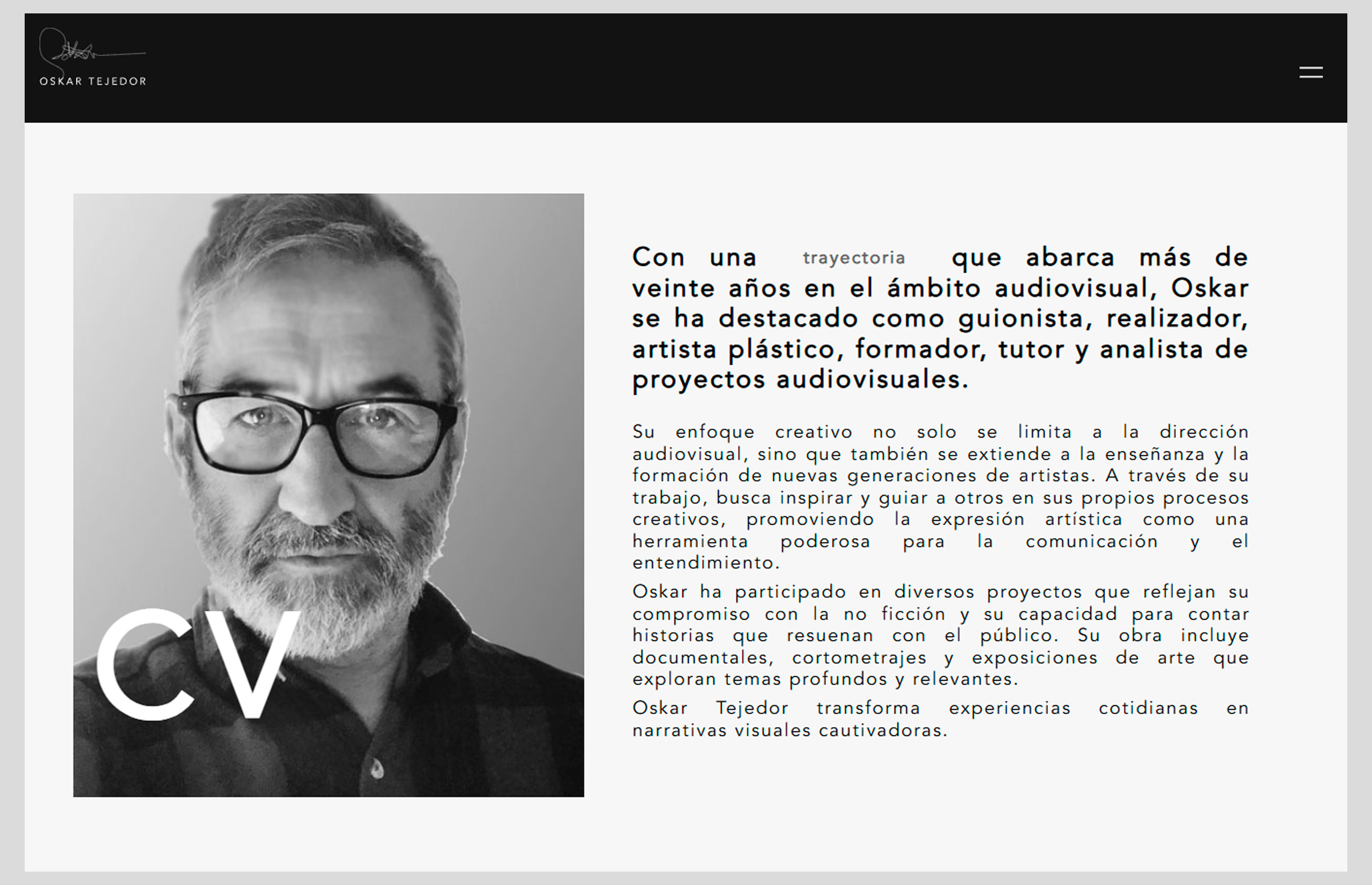 ▷ Ejemplo de página web para creadores audiovisuales