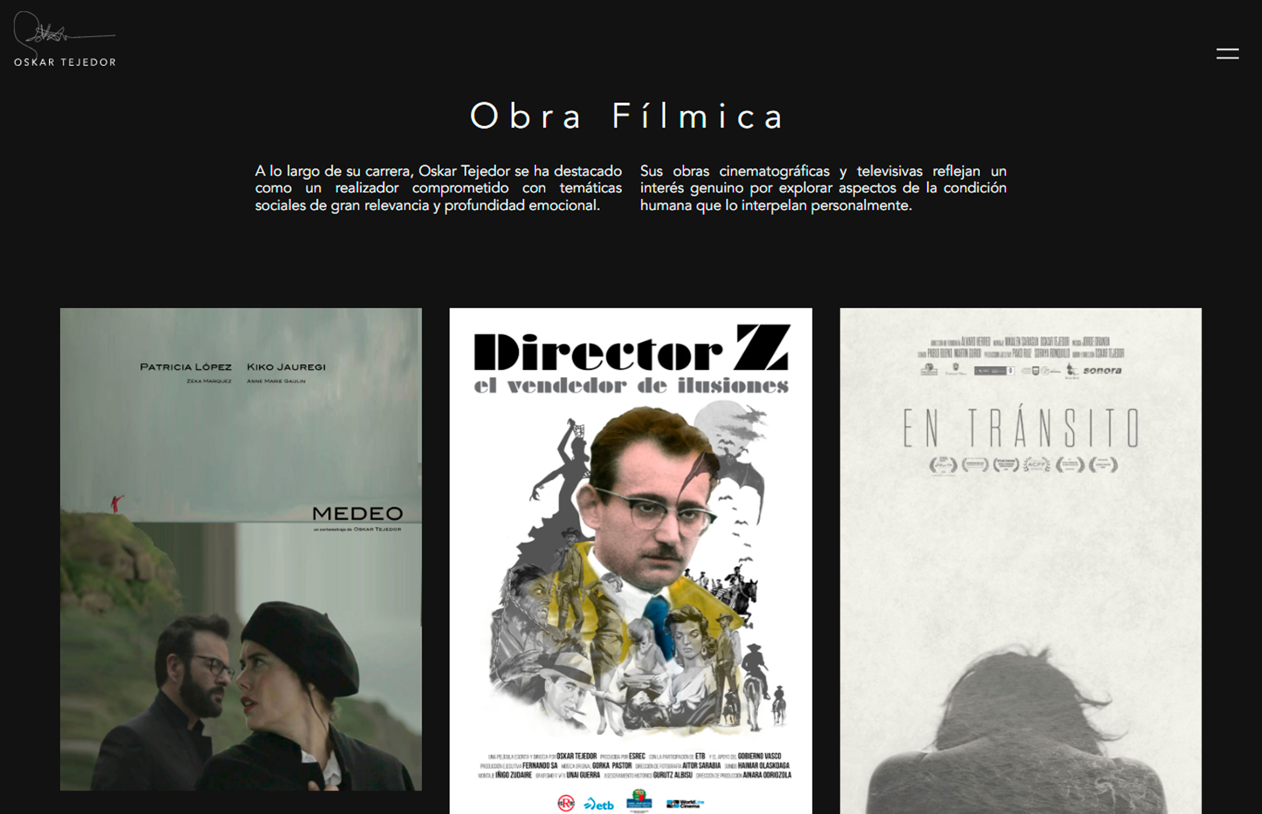 ▷ Ejemplo de página web para creadores audiovisuales