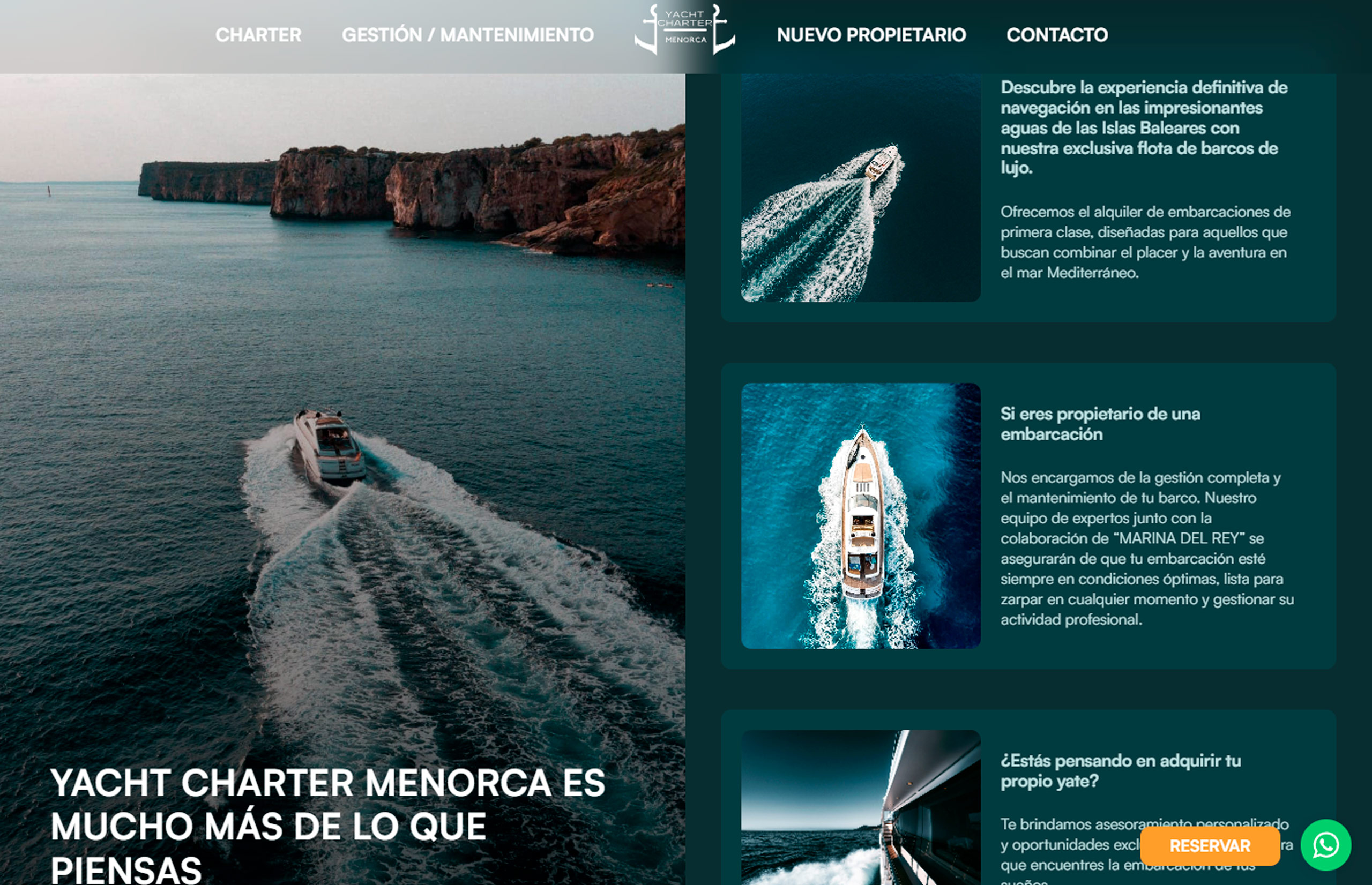 ▷ Ejemplo de página web para servicios náuticos de alta gama
