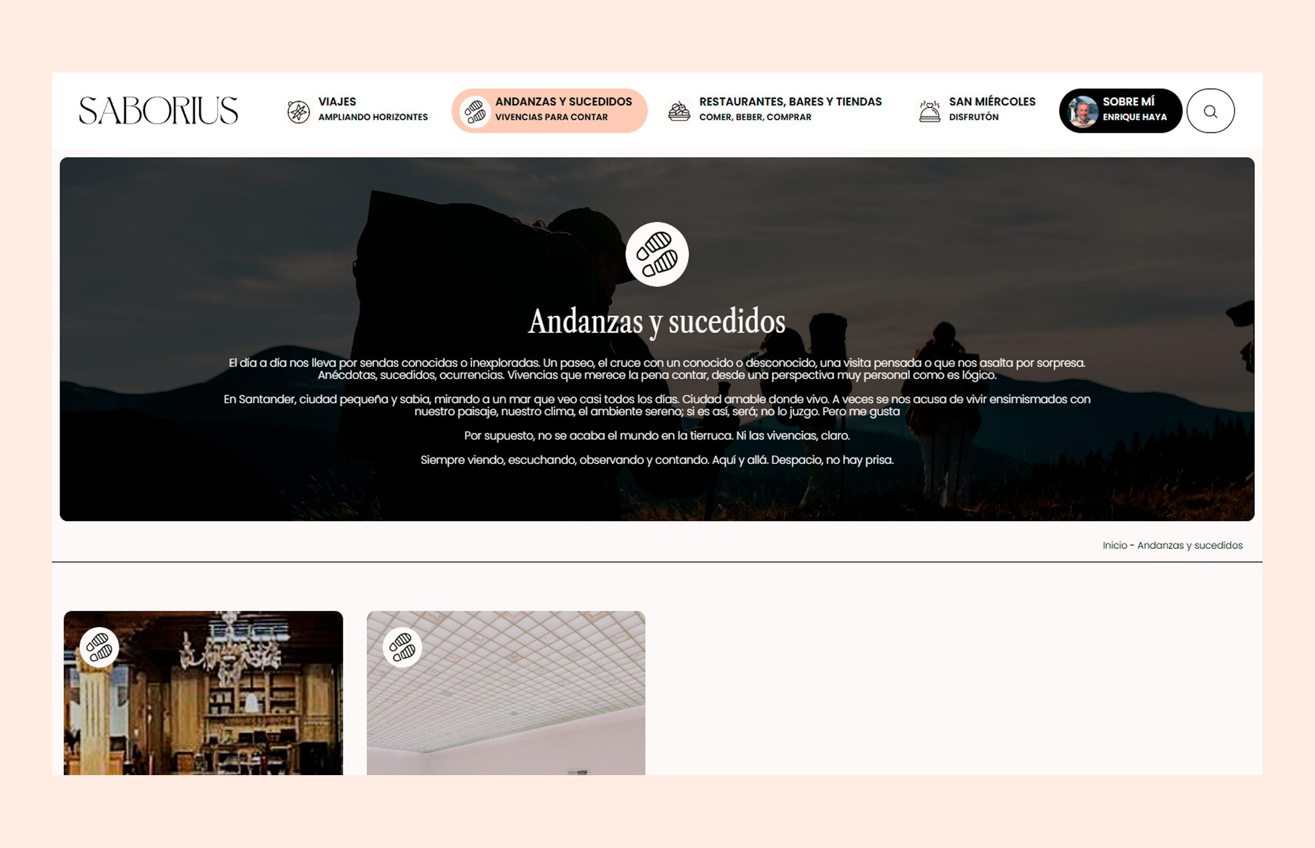 ▷ Ejemplo de página web para blog de viajes y gastronomía ▷ Ejemplo de página web para blog de viajes y gastronomía