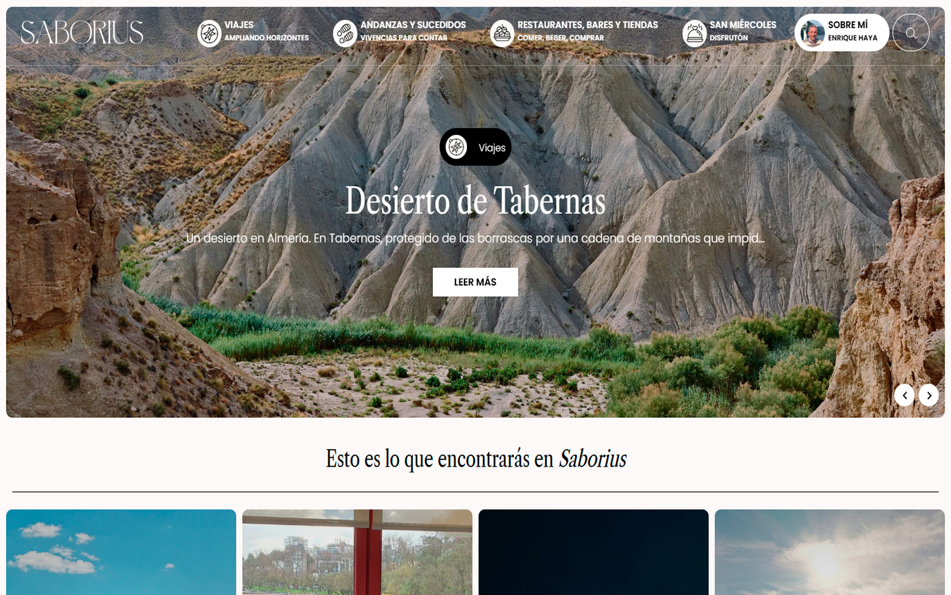▷ Ejemplo de página web para blog de viajes y gastronomía