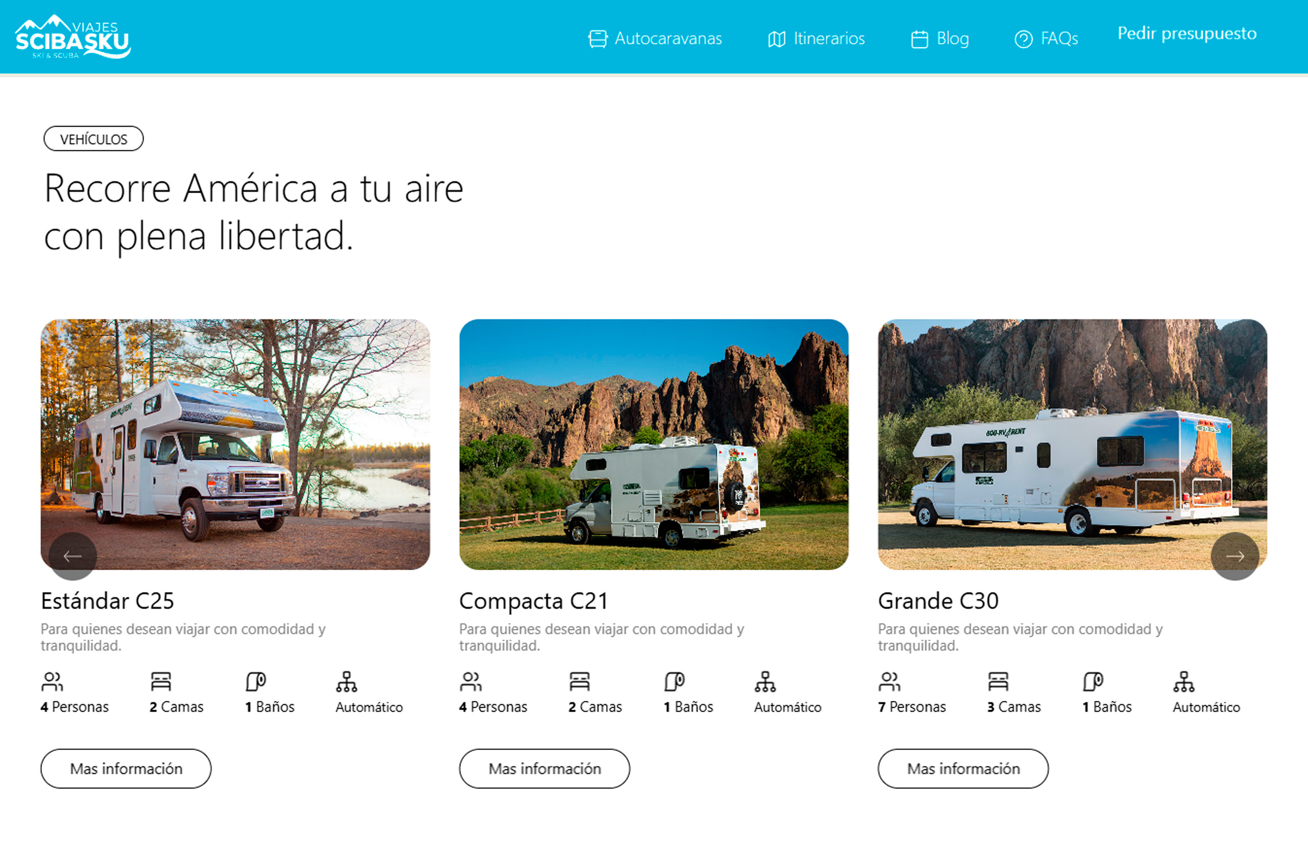 ▷ Ejemplo de página web para empresas de alquiler de autocaravanas