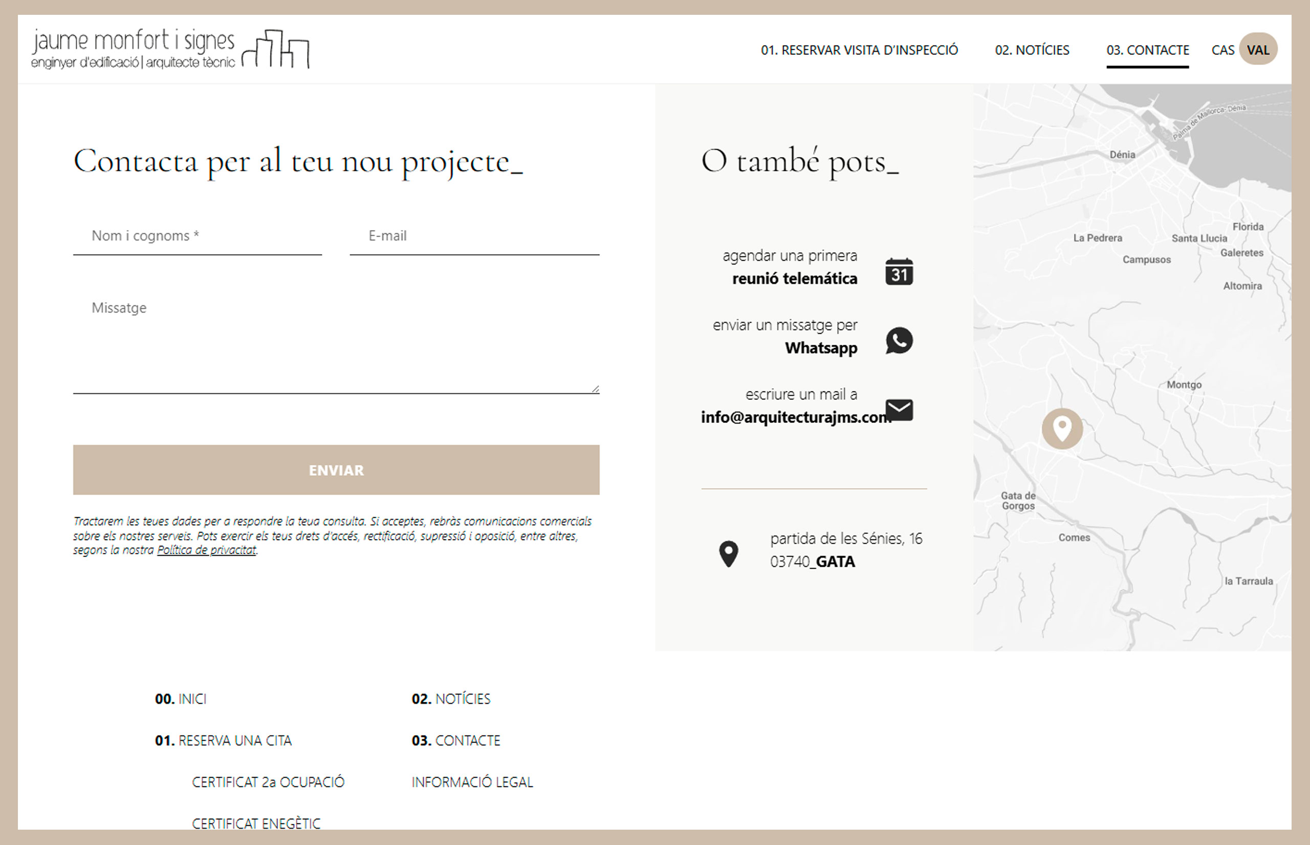 ▷ Ejemplo de página web para un estudio de arquitectura