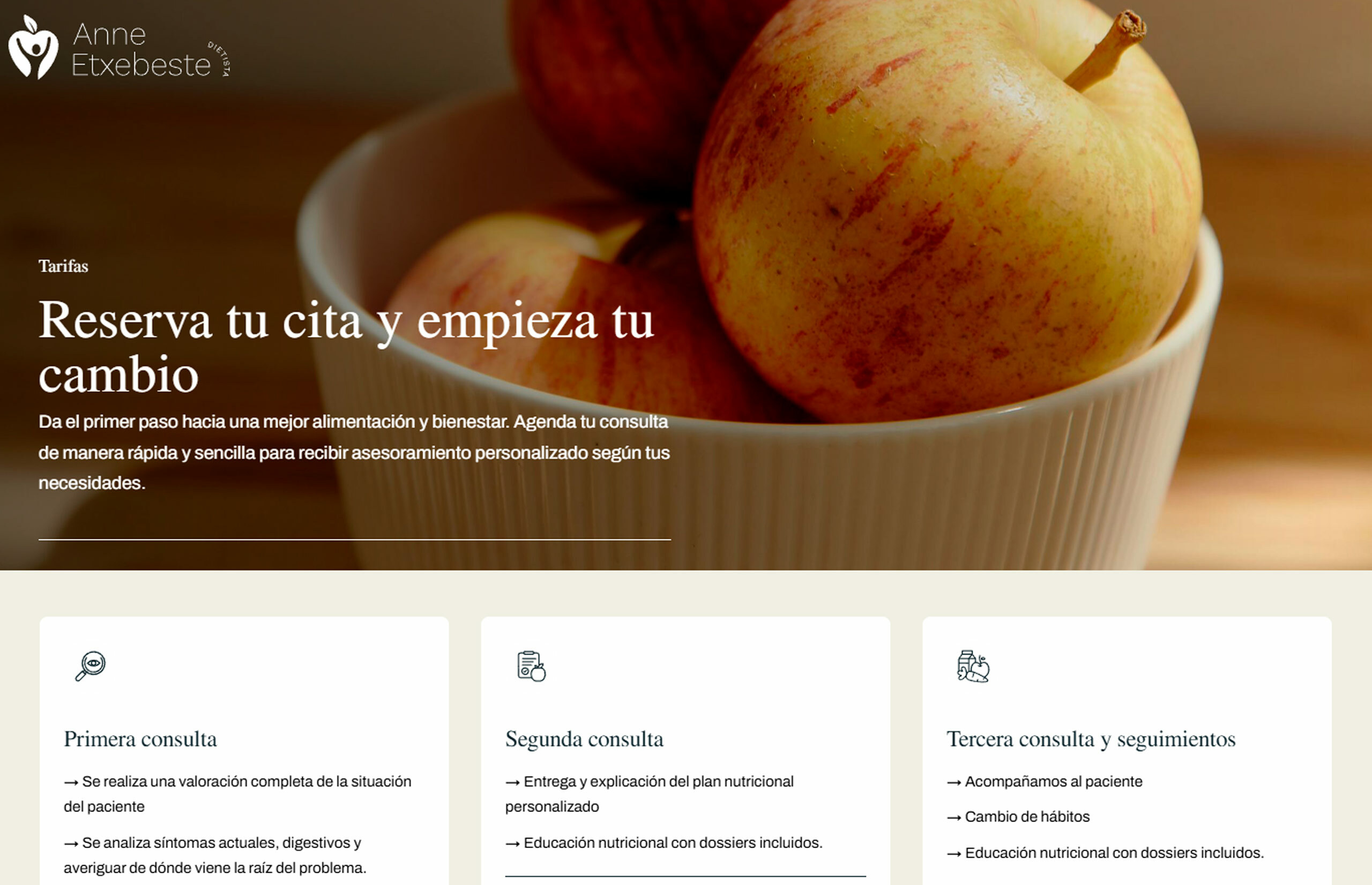 ▷ Ejemplo de página web para una dietista-nutricionista