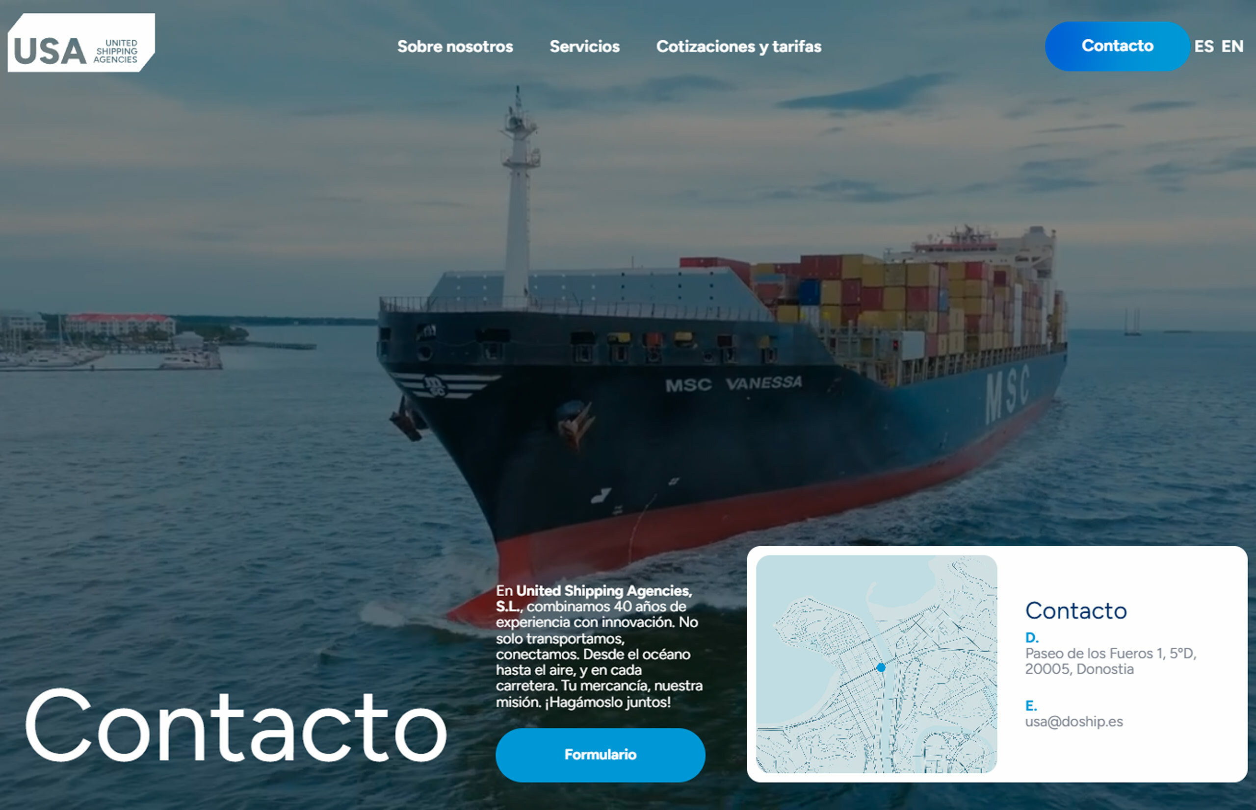 ▷ Ejemplo de página web para una empresa de transporte y logística internacional