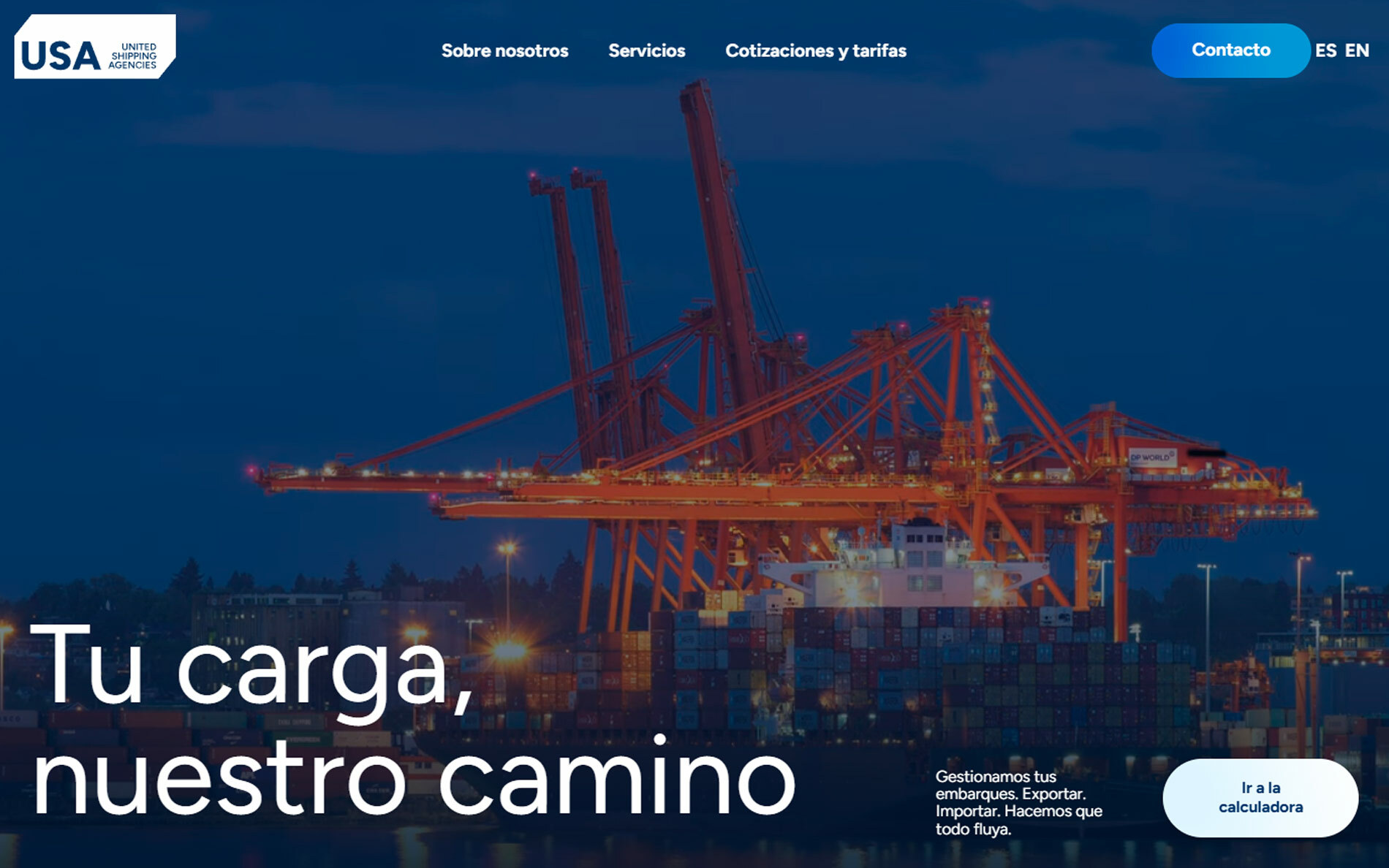 ▷ Ejemplo de página web para una empresa de transporte y logística internacional