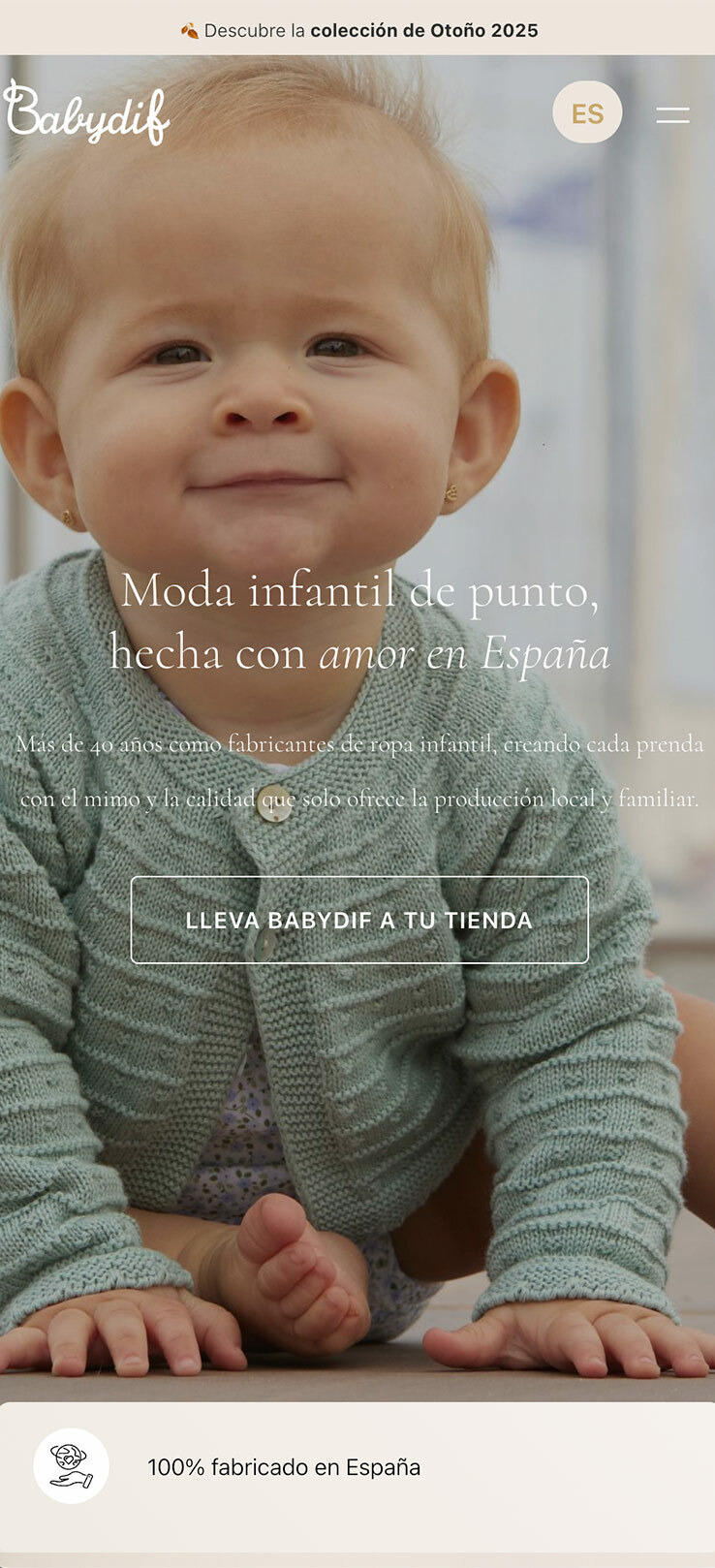 ▷ Ejemplo de página web para moda infantil