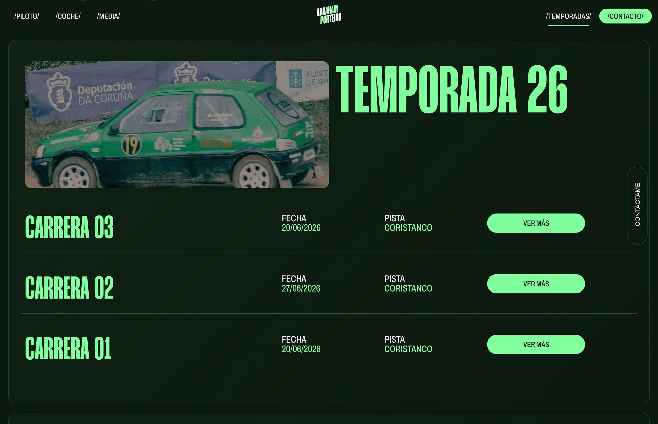 ▷ Ejemplo de página web para Piloto de Rally [A medida]