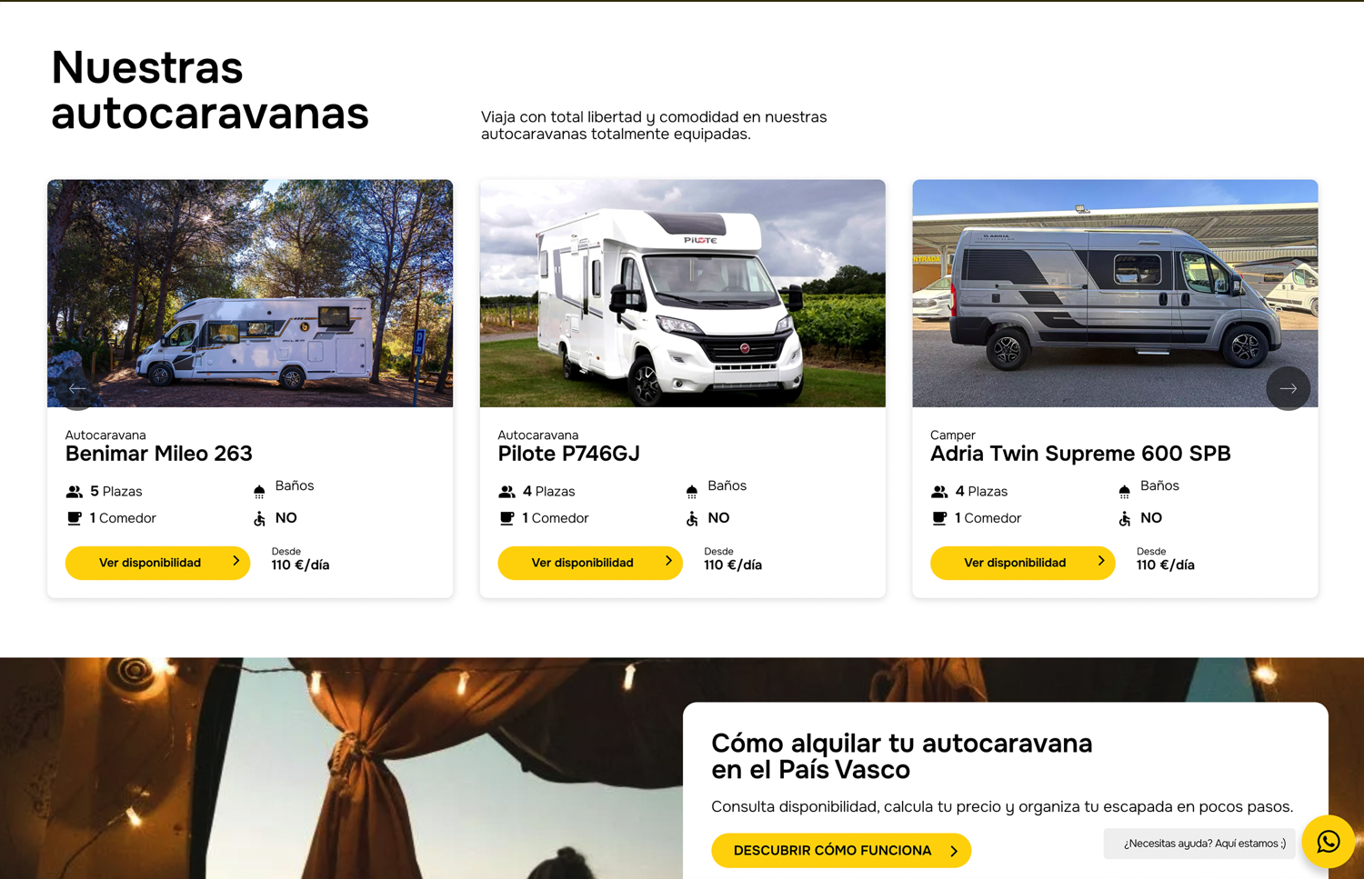 ▷ Ejemplo de página web para alquiler de autocaravanas [A medida]