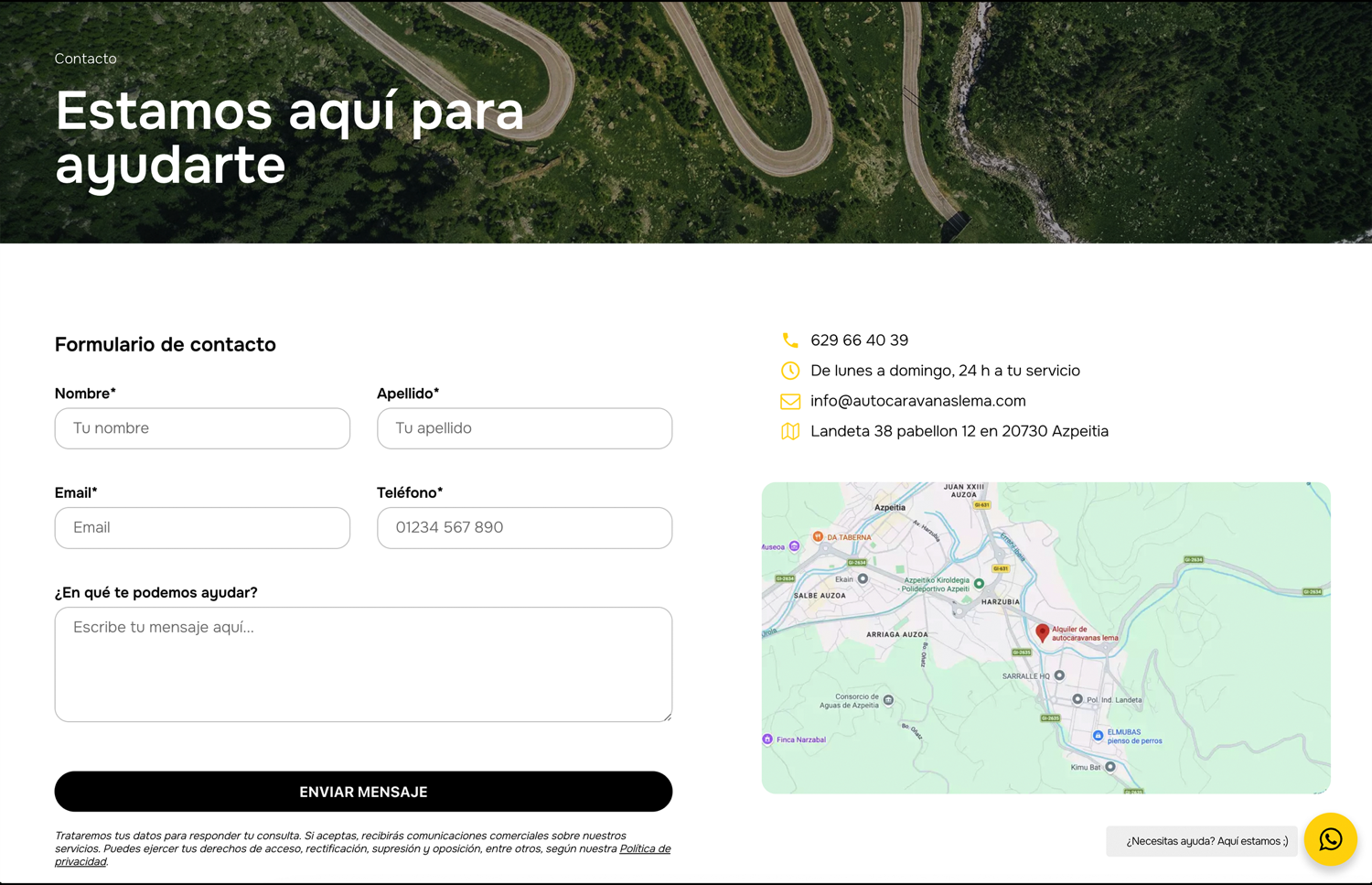▷ Ejemplo de página web para alquiler de autocaravanas [A medida]